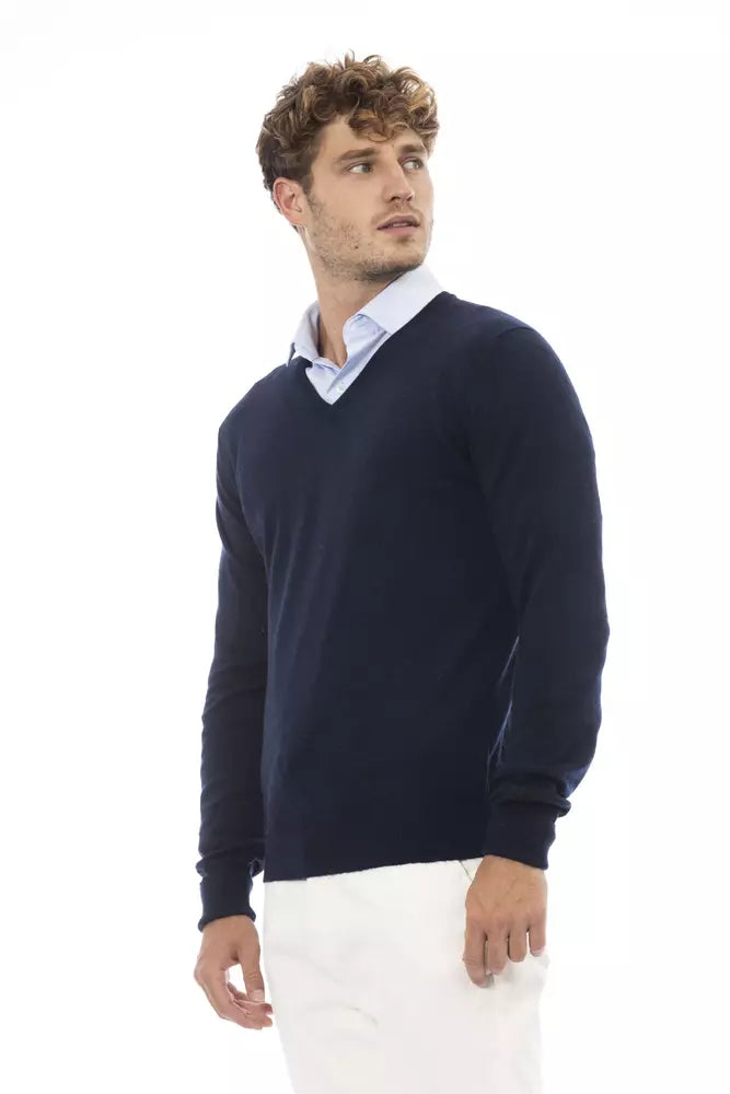 Alpha Studio Blue Wool Men Sweater -   -  Alpha Studio.
