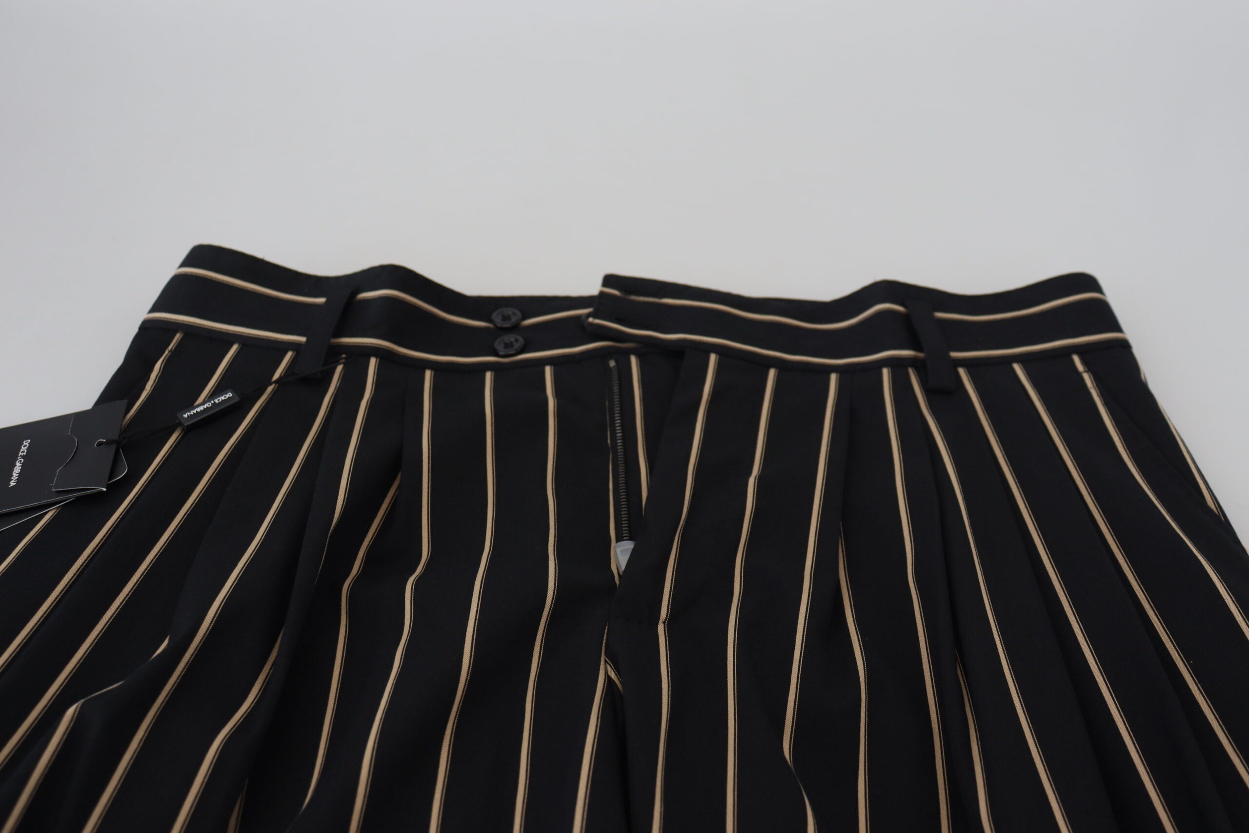 Dolce & Gabbana Black Beige Striped Cotton Stretch Pants -   -  Dolce & Gabbana.