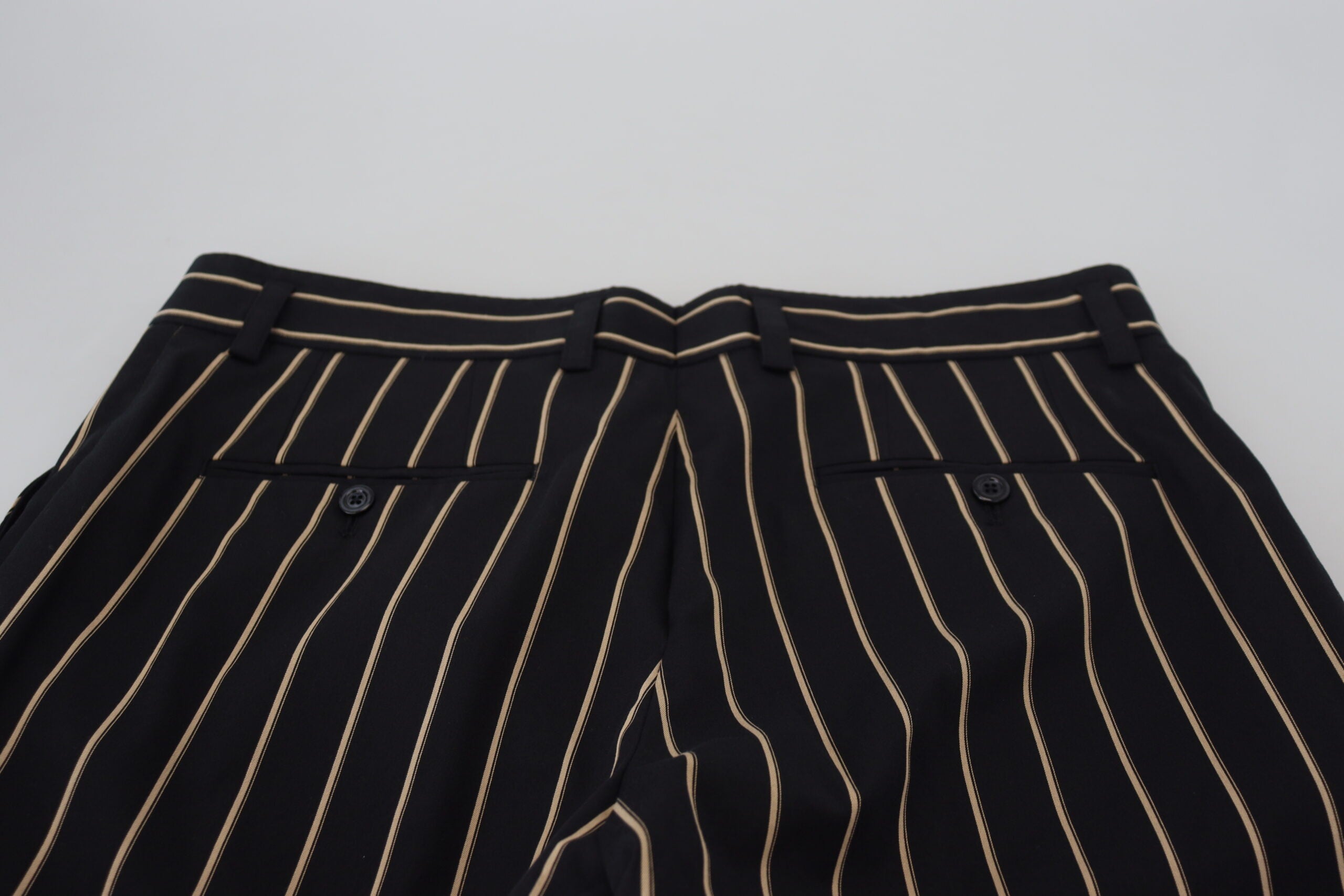 Dolce & Gabbana Black Beige Striped Cotton Stretch Pants -   -  Dolce & Gabbana.