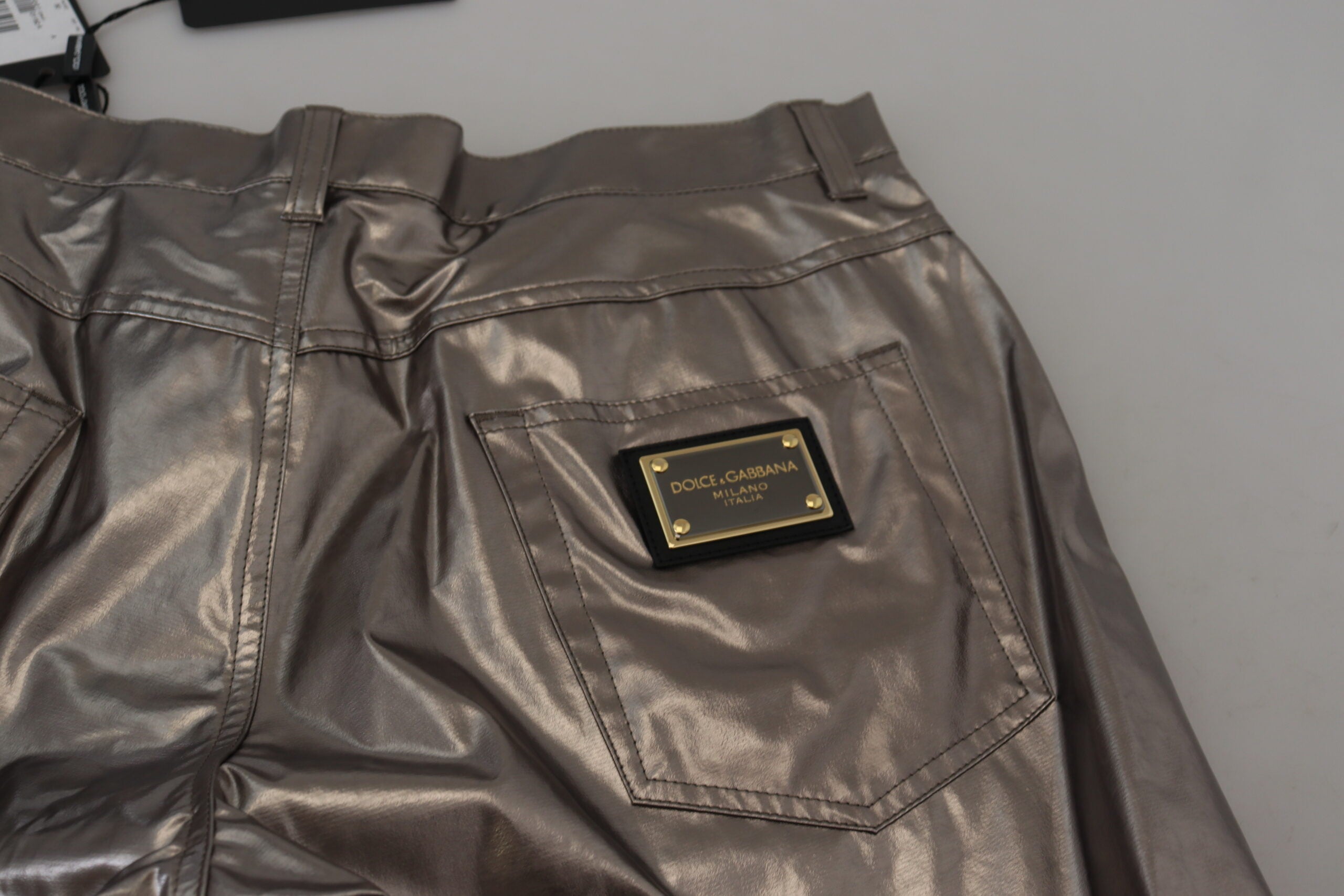 Dolce & Gabbana Silver Metallic Nylon Stretch Pants -   -  Dolce & Gabbana.