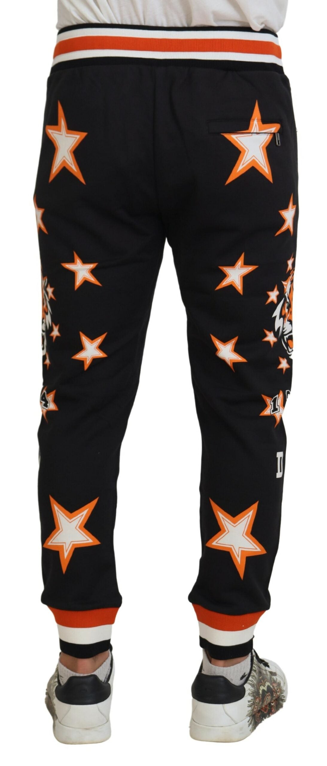 Dolce & Gabbana Black Orange Star Trousers Sport Pants -   -  Dolce & Gabbana.