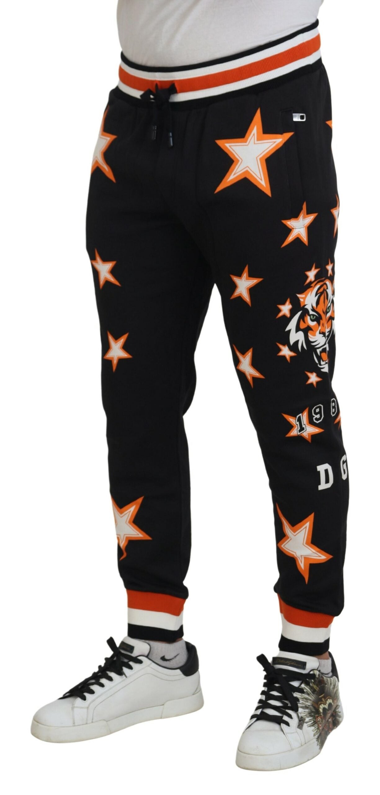 Dolce & Gabbana Black Orange Star Trousers Sport Pants -   -  Dolce & Gabbana.