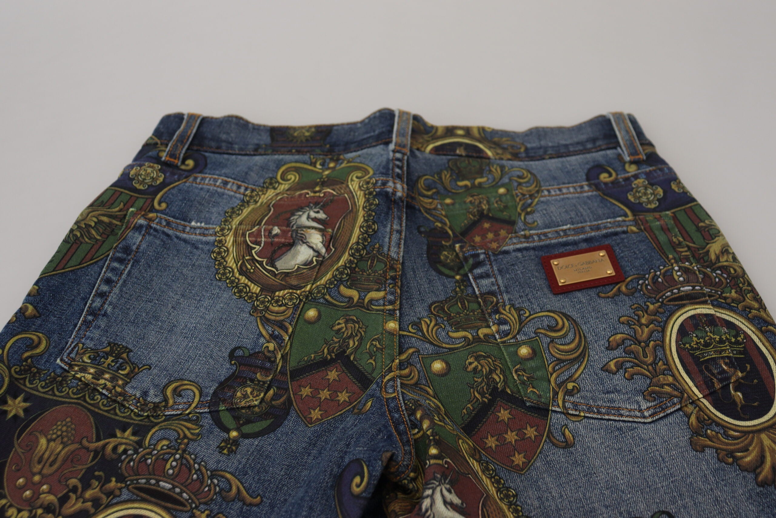 Dolce & Gabbana Blue Medal Print Slim Fit Cotton Jeans -   -  Dolce & Gabbana.