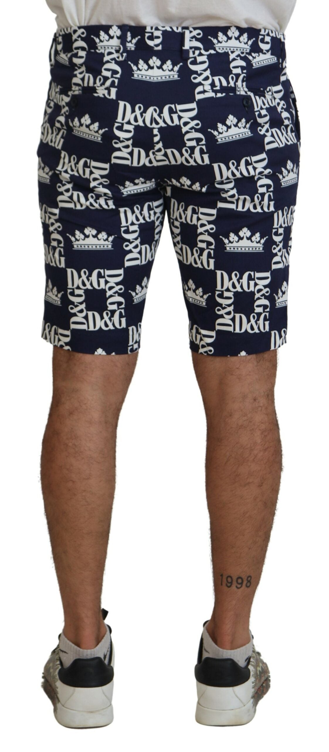 Dolce & Gabbana Blue Logo Print Cotton Chinos Shorts -   -  Dolce & Gabbana.