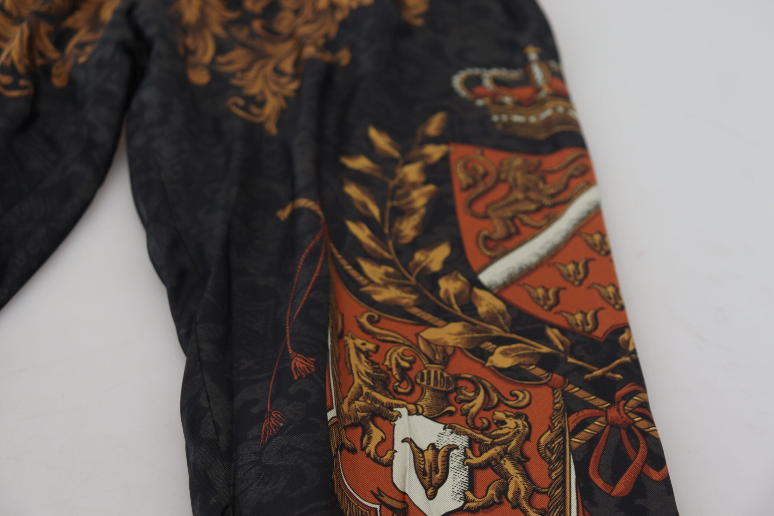Dolce & Gabbana Gray Silk Baroque Crown Trousers Sport Pants -   -  Dolce & Gabbana.