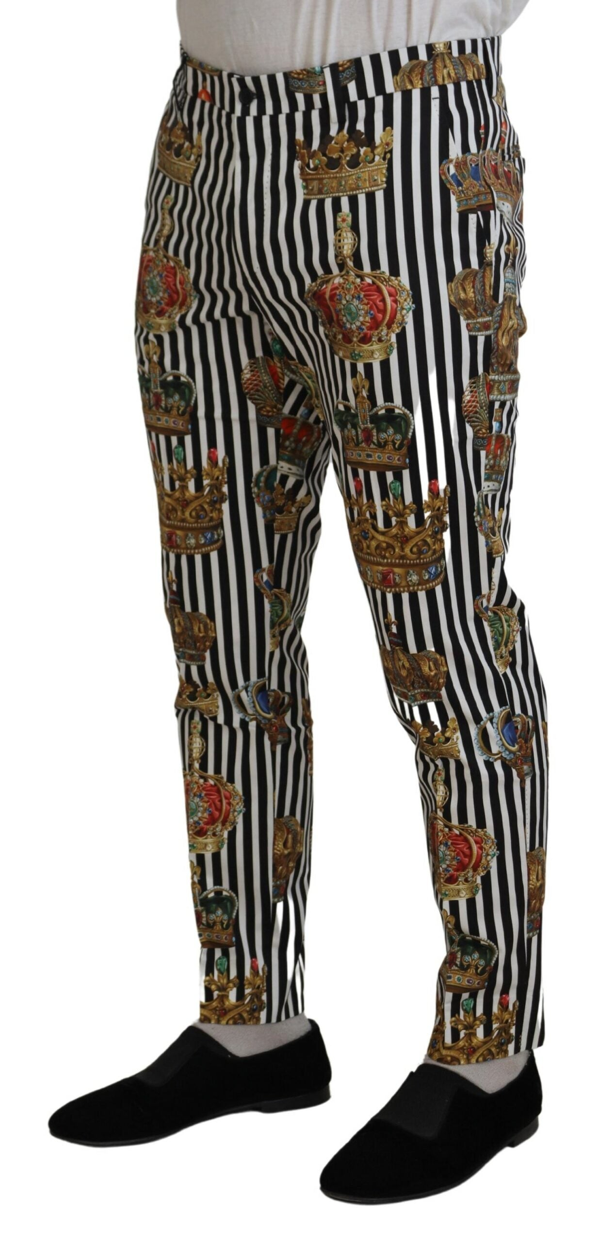Dolce & Gabbana White Cotton Stretch Crown Trouser Pants -   -  Dolce & Gabbana.