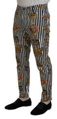 Dolce & Gabbana White Cotton Stretch Crown Trouser Pants -   -  Dolce & Gabbana.