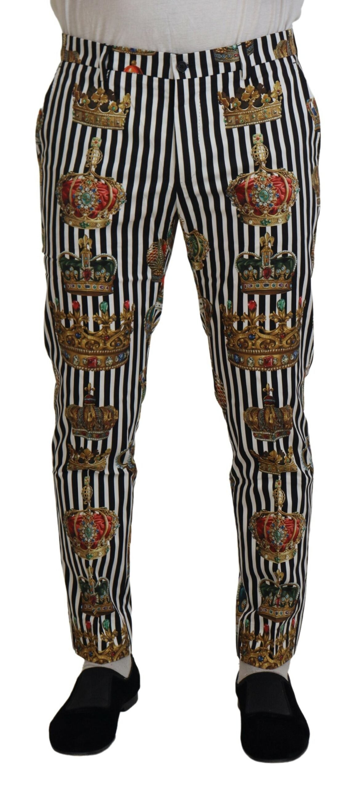 Dolce & Gabbana White Cotton Stretch Crown Trouser Pants -   -  Dolce & Gabbana.