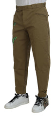 Dolce & Gabbana Beige Cotton Stretch Floral Chinos Pants -   -  Dolce & Gabbana.