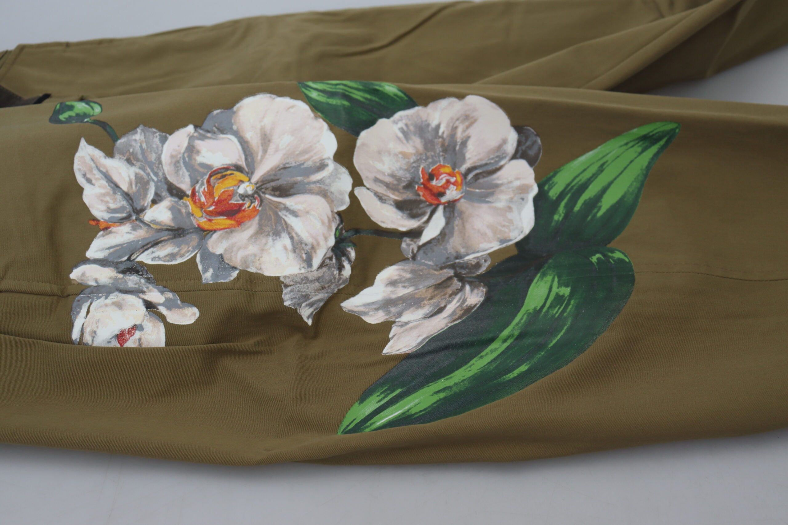 Dolce & Gabbana Beige Cotton Stretch Floral Chinos Pants -   -  Dolce & Gabbana.