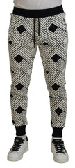 Dolce & Gabbana Black White Cotton Trousers Sport Pants -   -  Dolce & Gabbana.