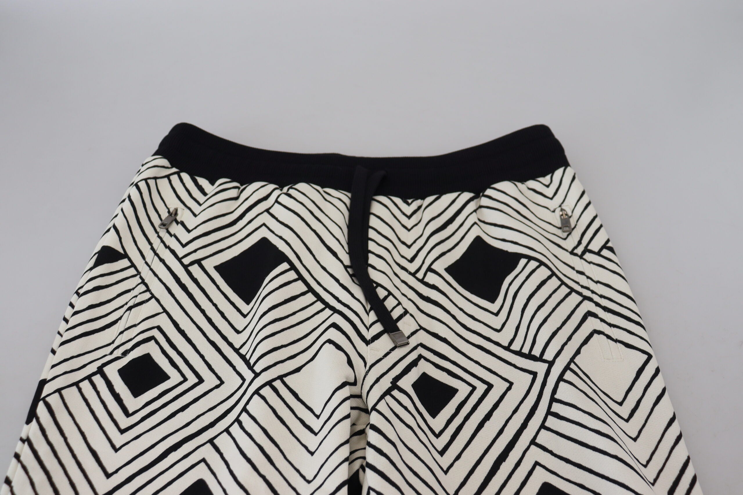 Dolce & Gabbana Black White Cotton Trousers Sport Pants -   -  Dolce & Gabbana.