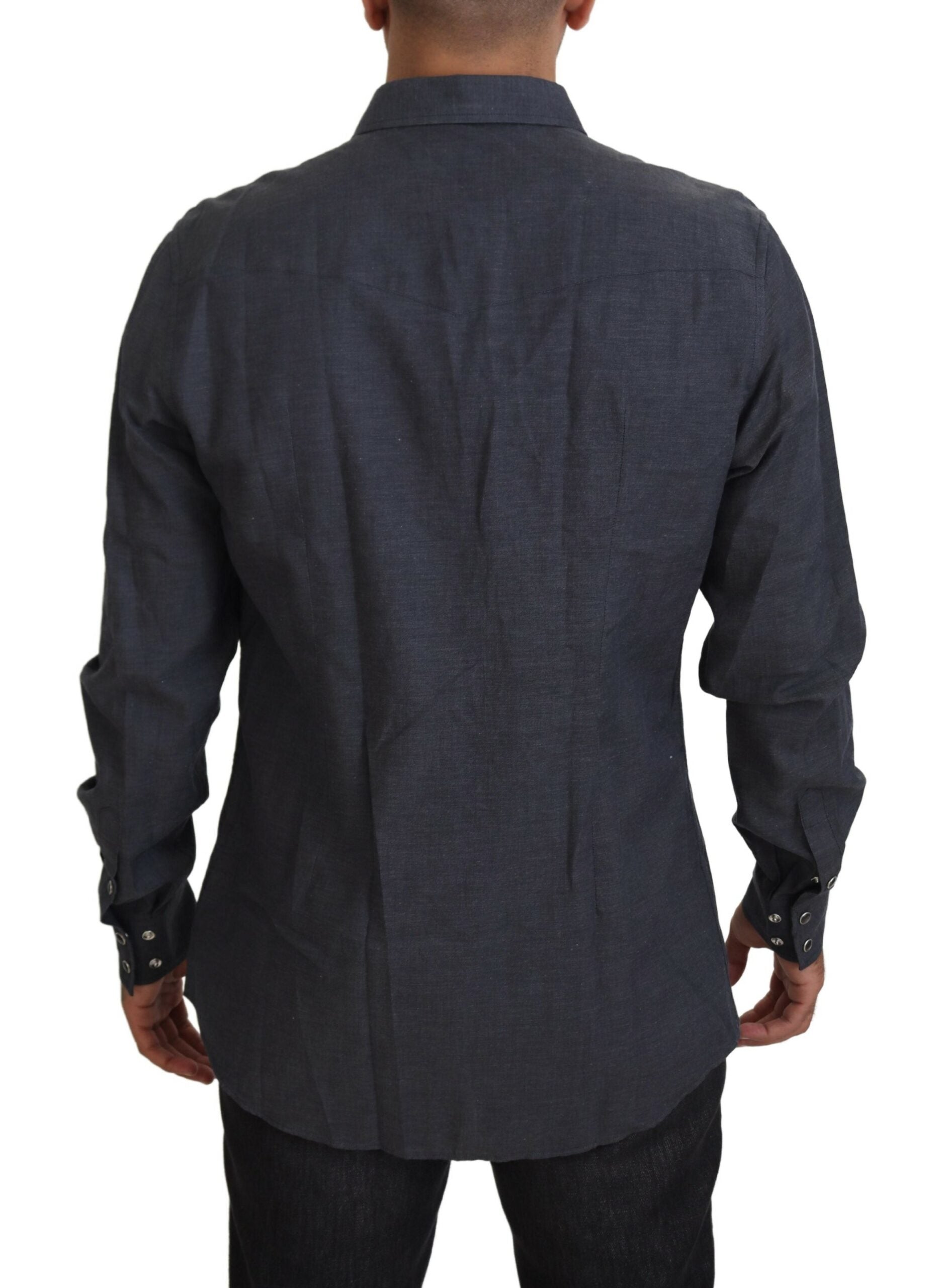 Dolce & Gabbana Blue Cotton Denim Crystal Bee Shirt -   -  Dolce & Gabbana.