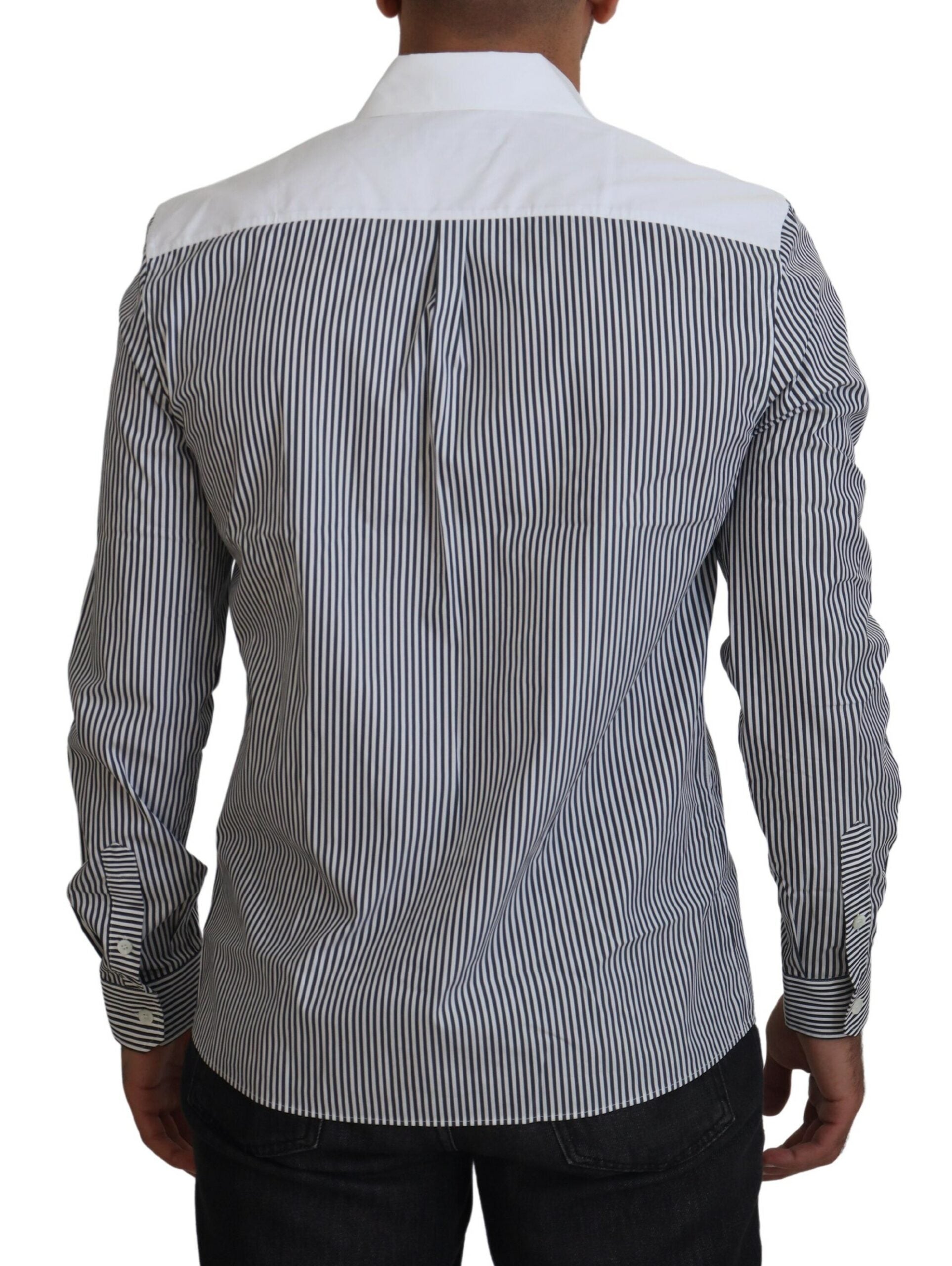 Dolce & Gabbana Gray White Striped Slim Fit Shirt -   -  Dolce & Gabbana.