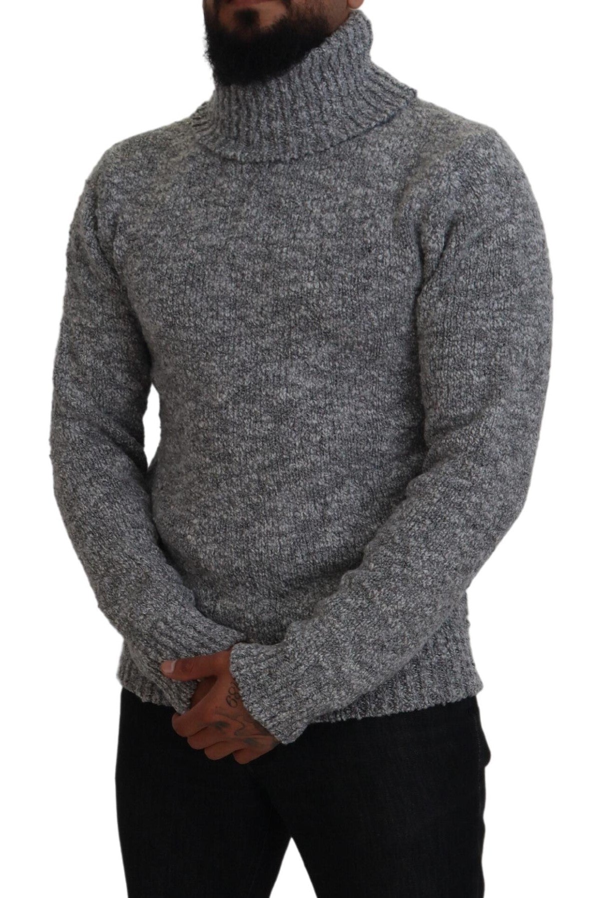 Dolce & Gabbana Gray Wool Knit Turtleneck Pullover Sweater -   -  Dolce & Gabbana.