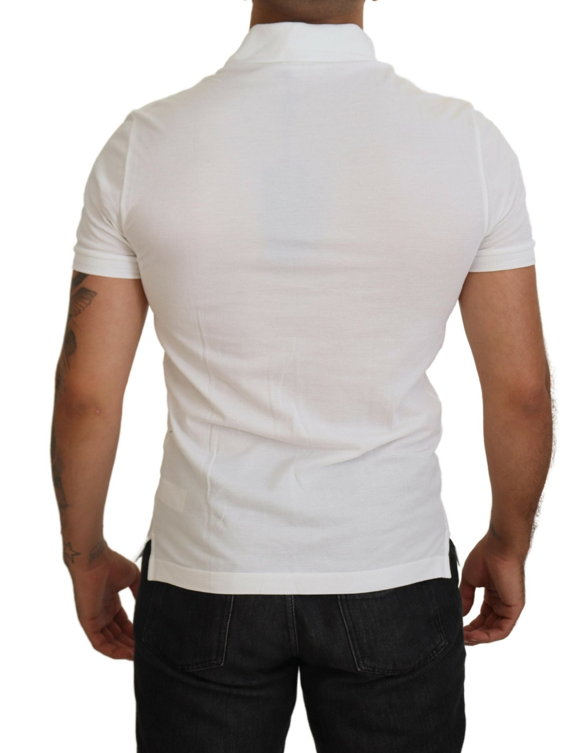 Dolce & Gabbana White Cotton Logo Short Sleeve Polo T-shirt -   -  Dolce & Gabbana.