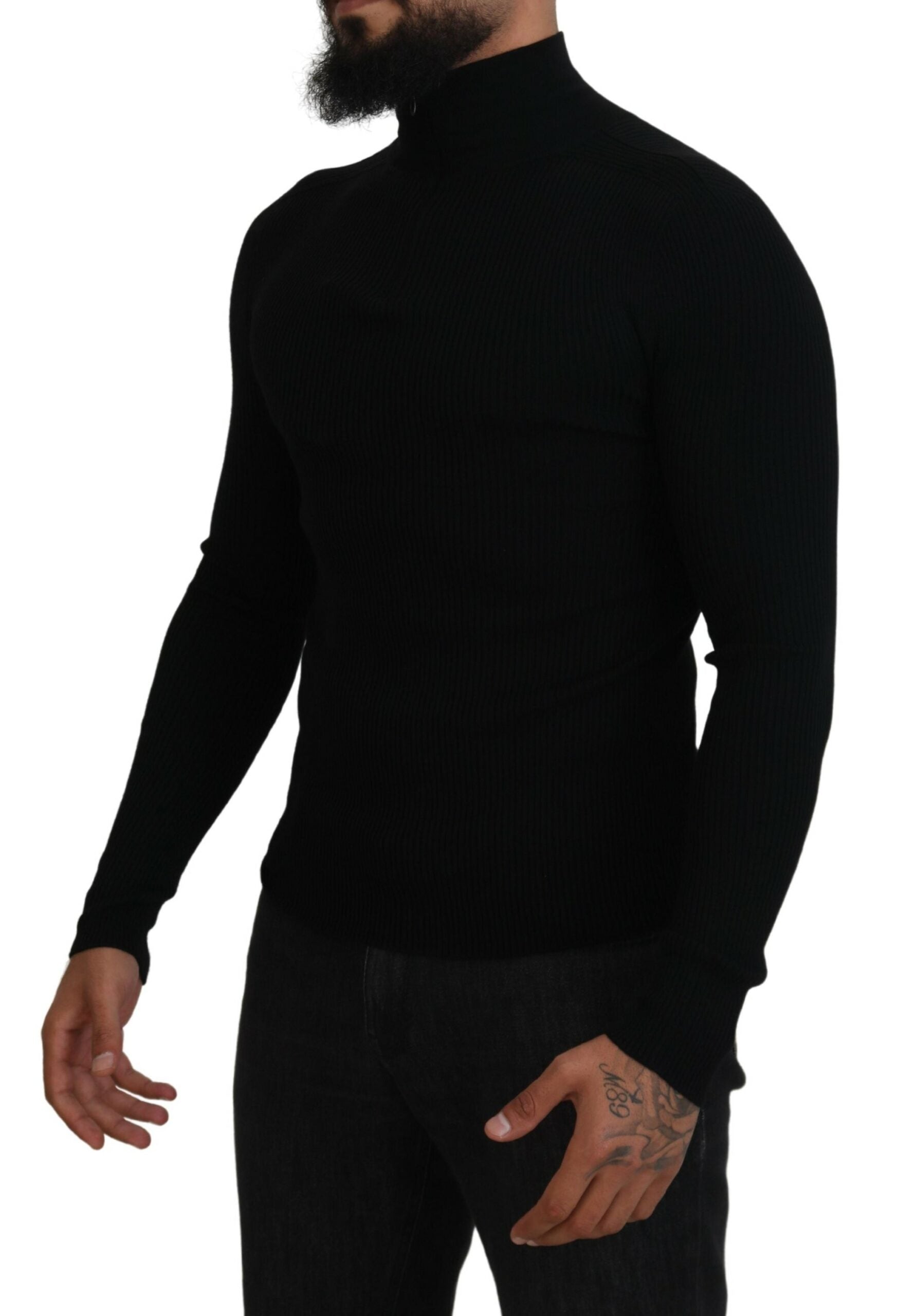 Dolce & Gabbana Black Half Zip Turtleneck Pullover Sweater -   -  Dolce & Gabbana.