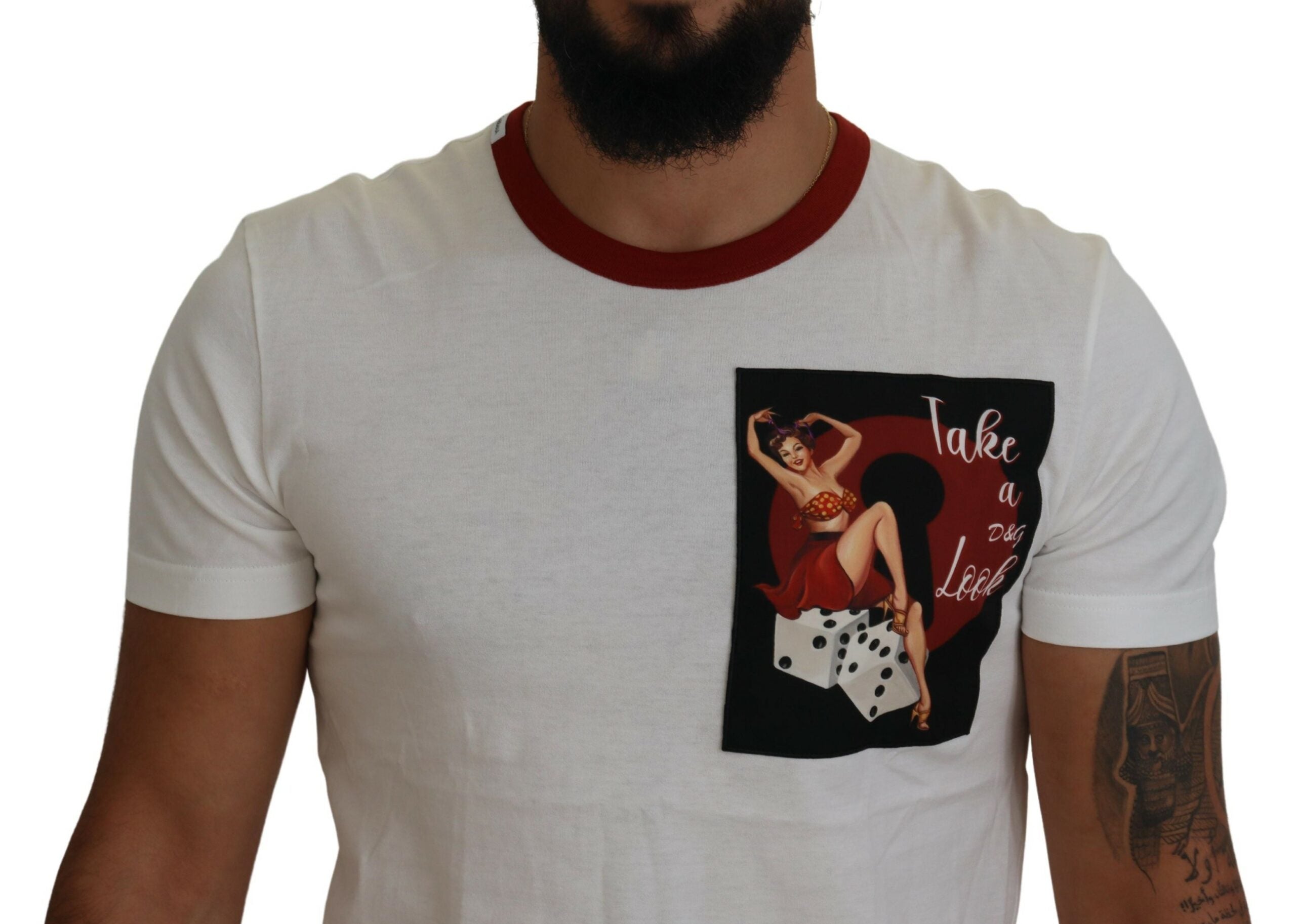 Dolce & Gabbana Cotton White Logo Print Crewneck T-shirt -   -  Dolce & Gabbana.