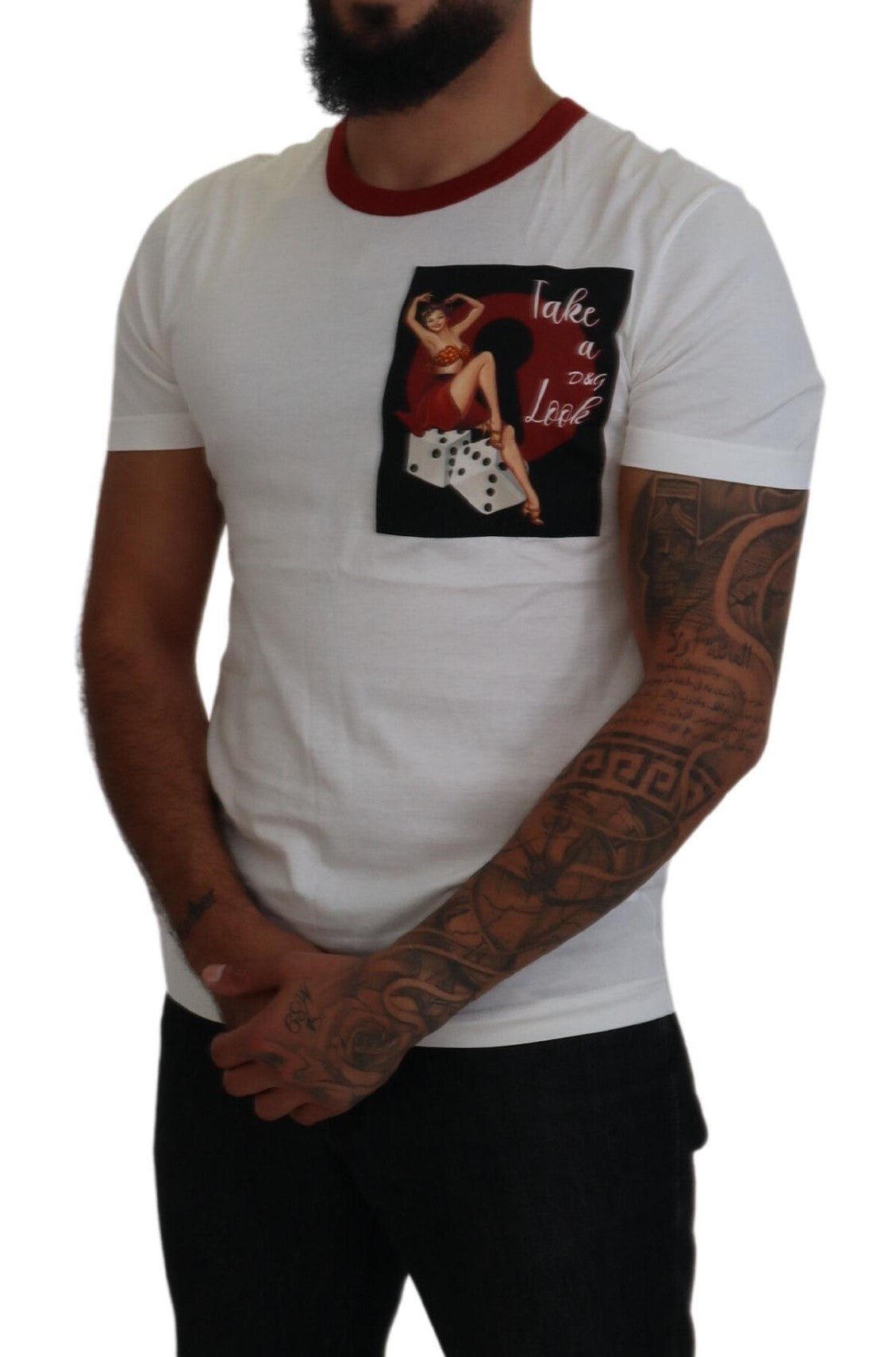 Dolce & Gabbana Cotton White Logo Print Crewneck T-shirt -   -  Dolce & Gabbana.