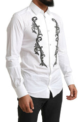 Dolce & Gabbana White Tuxedo Slim Fit Baroque Shirt -   -  Dolce & Gabbana.