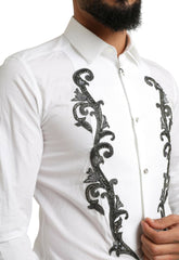 Dolce & Gabbana White Tuxedo Slim Fit Baroque Shirt -   -  Dolce & Gabbana.