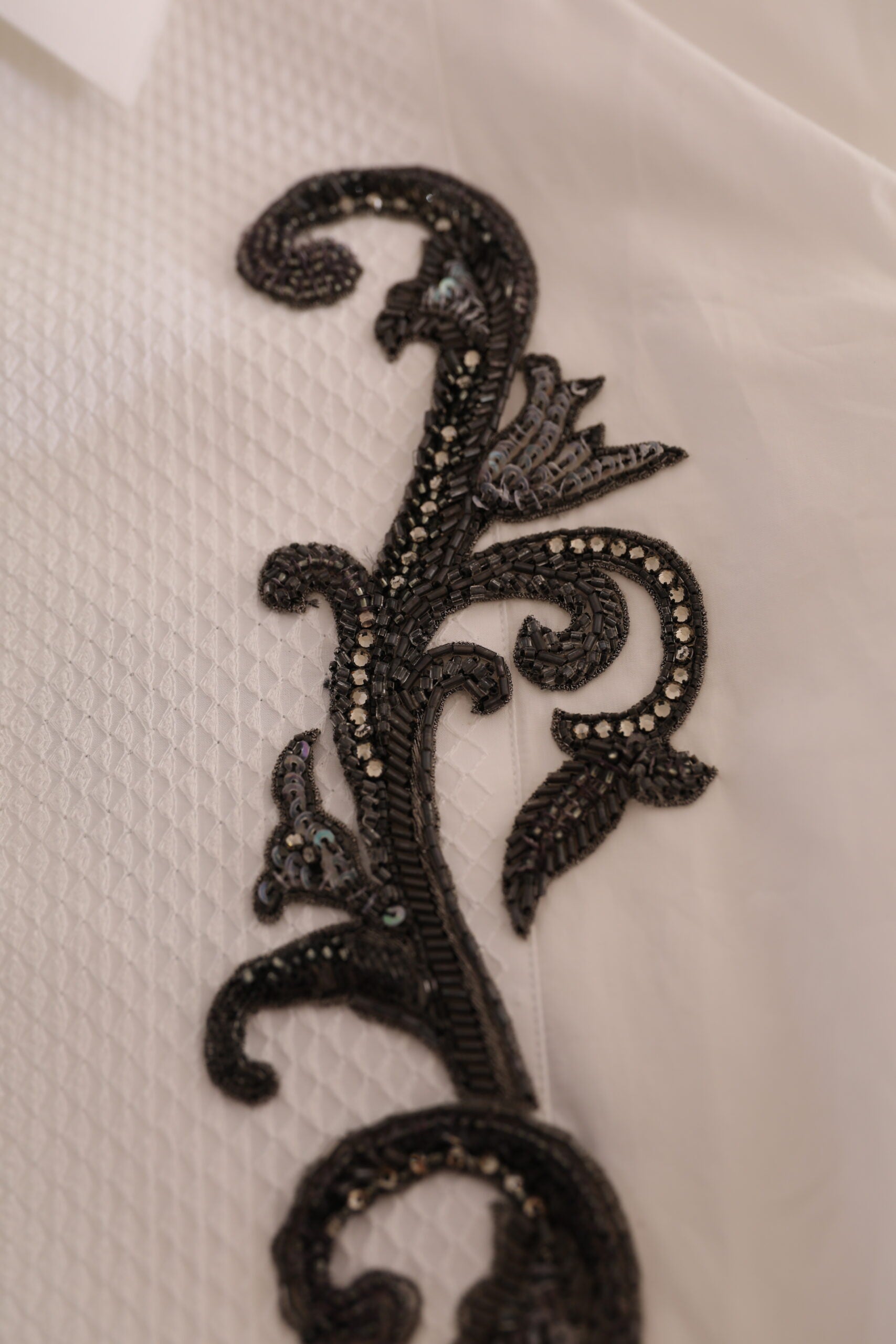 Dolce & Gabbana White Tuxedo Slim Fit Baroque Shirt -   -  Dolce & Gabbana.