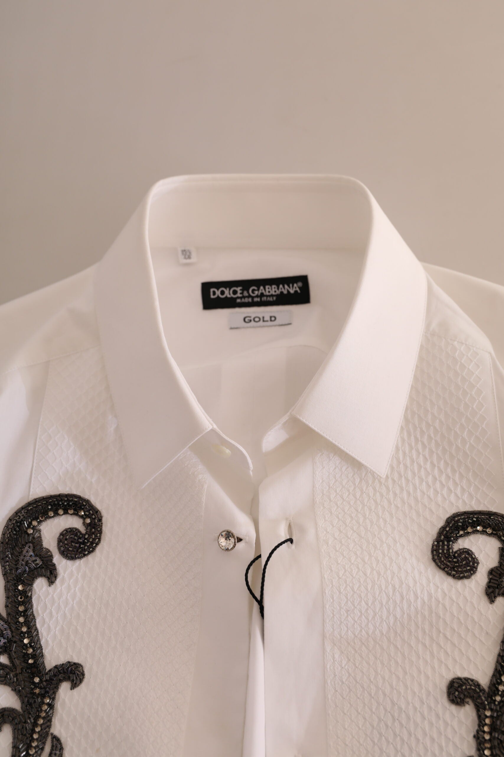 Dolce & Gabbana White Tuxedo Slim Fit Baroque Shirt -   -  Dolce & Gabbana.