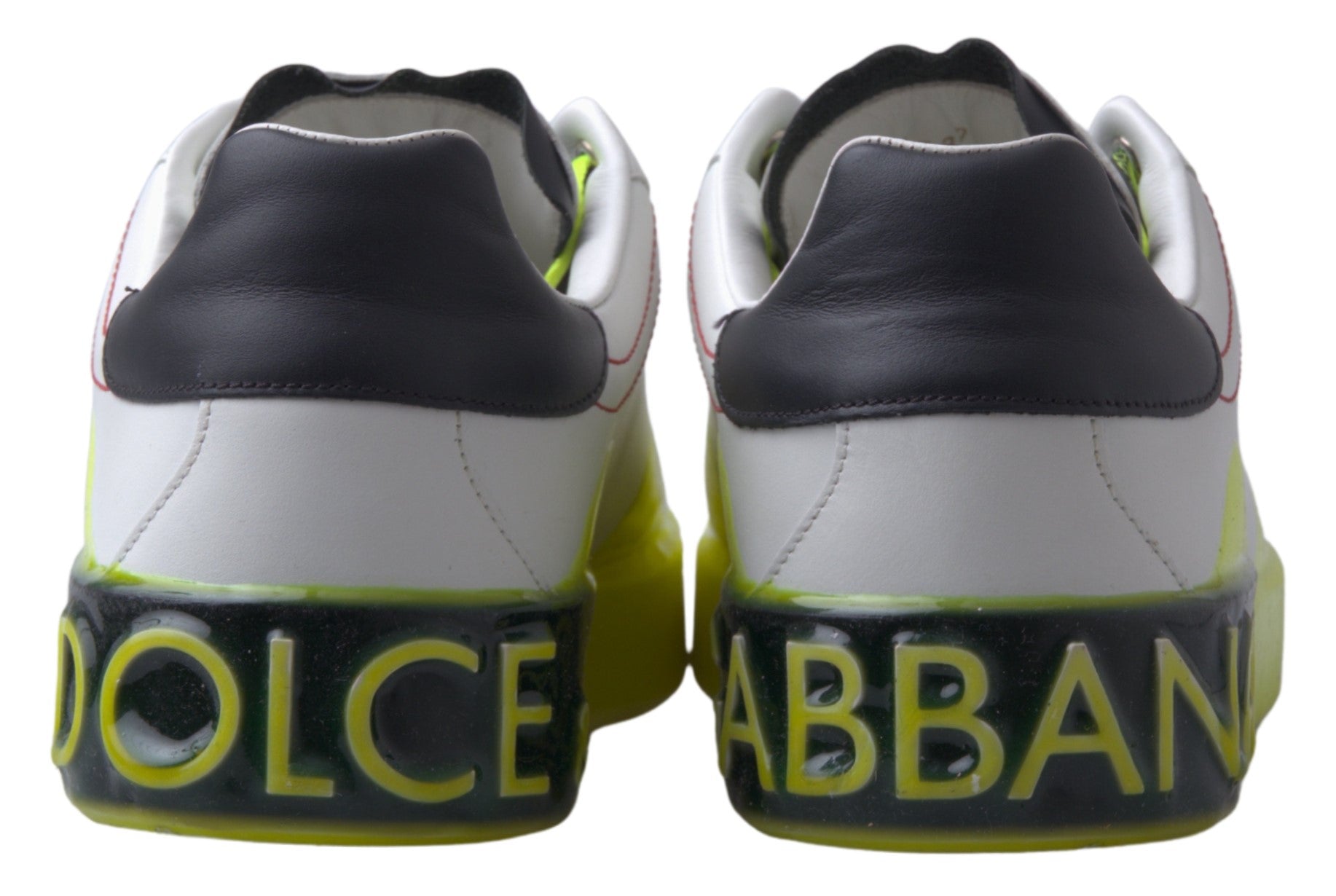 Dolce & Gabbana White Yellow Portofino Leather Sneakers Shoes -   -  Dolce & Gabbana.
