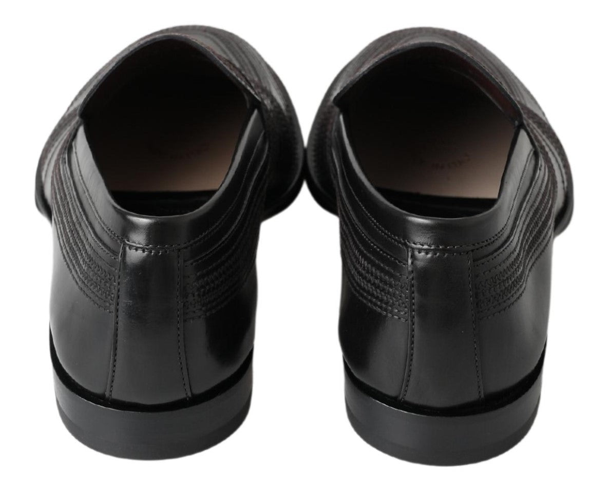 Dolce & Gabbana Black Leather Slipper Loafers Stitched Shoes -   -  Dolce & Gabbana.
