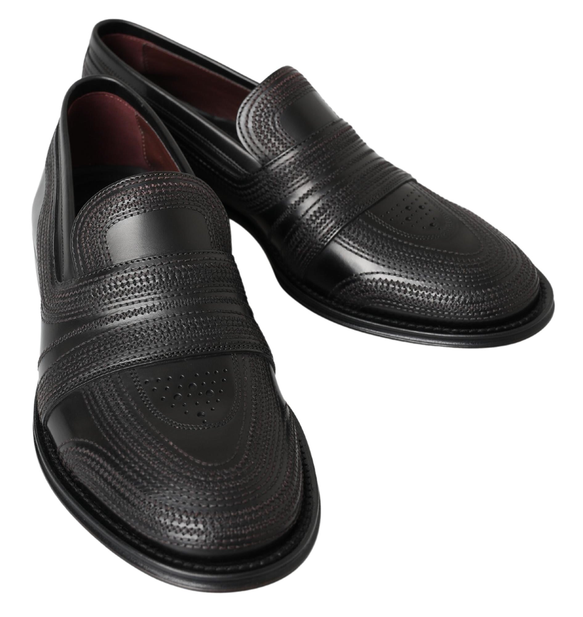 Dolce & Gabbana Black Leather Slipper Loafers Stitched Shoes -   -  Dolce & Gabbana.