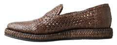 Dolce & Gabbana Brown Woven Leather Loafers Casual -   -  Dolce & Gabbana.