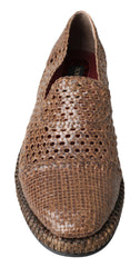 Dolce & Gabbana Brown Woven Leather Loafers Casual -   -  Dolce & Gabbana.