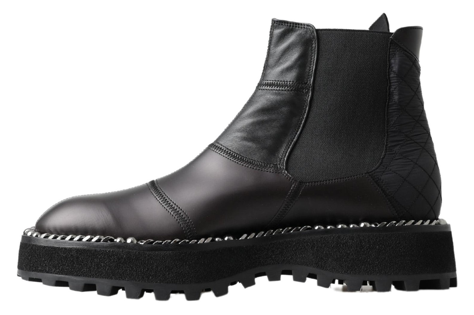 Dolce & Gabbana Black Leather Slip on Stretch Boots -   -  Dolce & Gabbana.