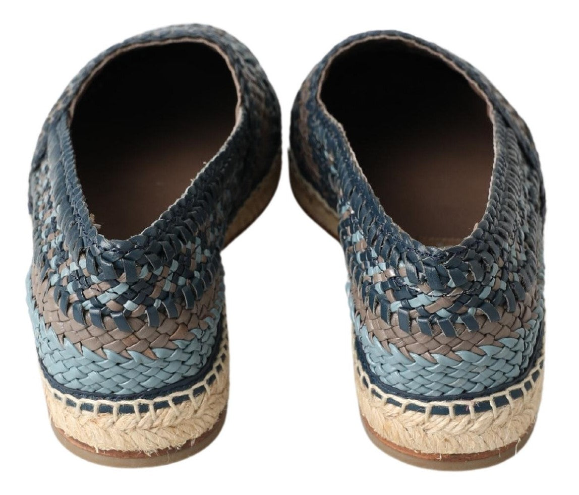Dolce & Gabbana Blue Gray Leather Buffalo Espadrille Shoes -   -  Dolce & Gabbana.