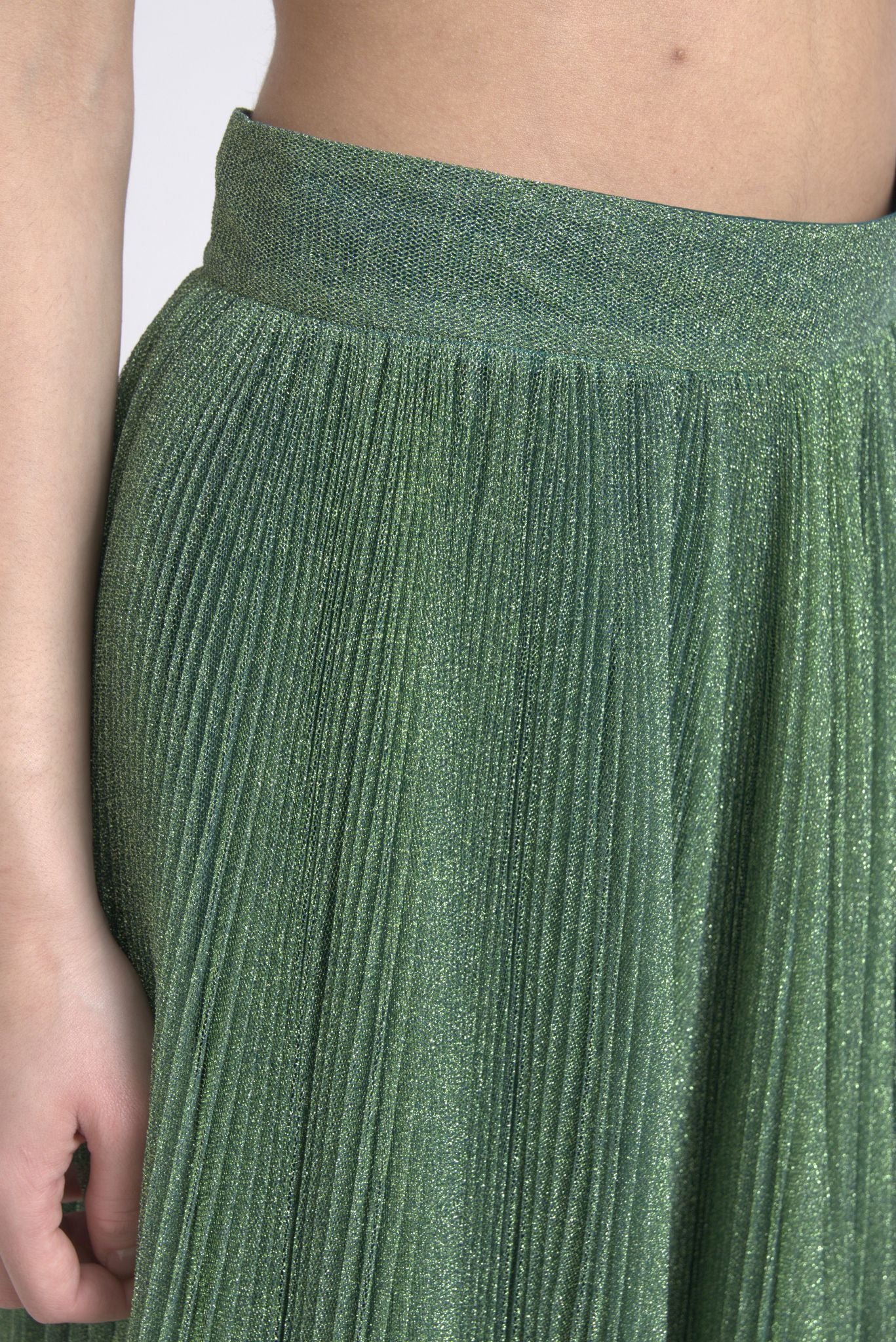 Dolce & Gabbana Metallic Green High Waist A-line Pleated Skirt -   -  Dolce & Gabbana.