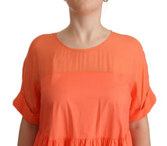 Twinset Coral Cotton Blend Short Sleeves Maxi Shift Dress -   -  Twinset.