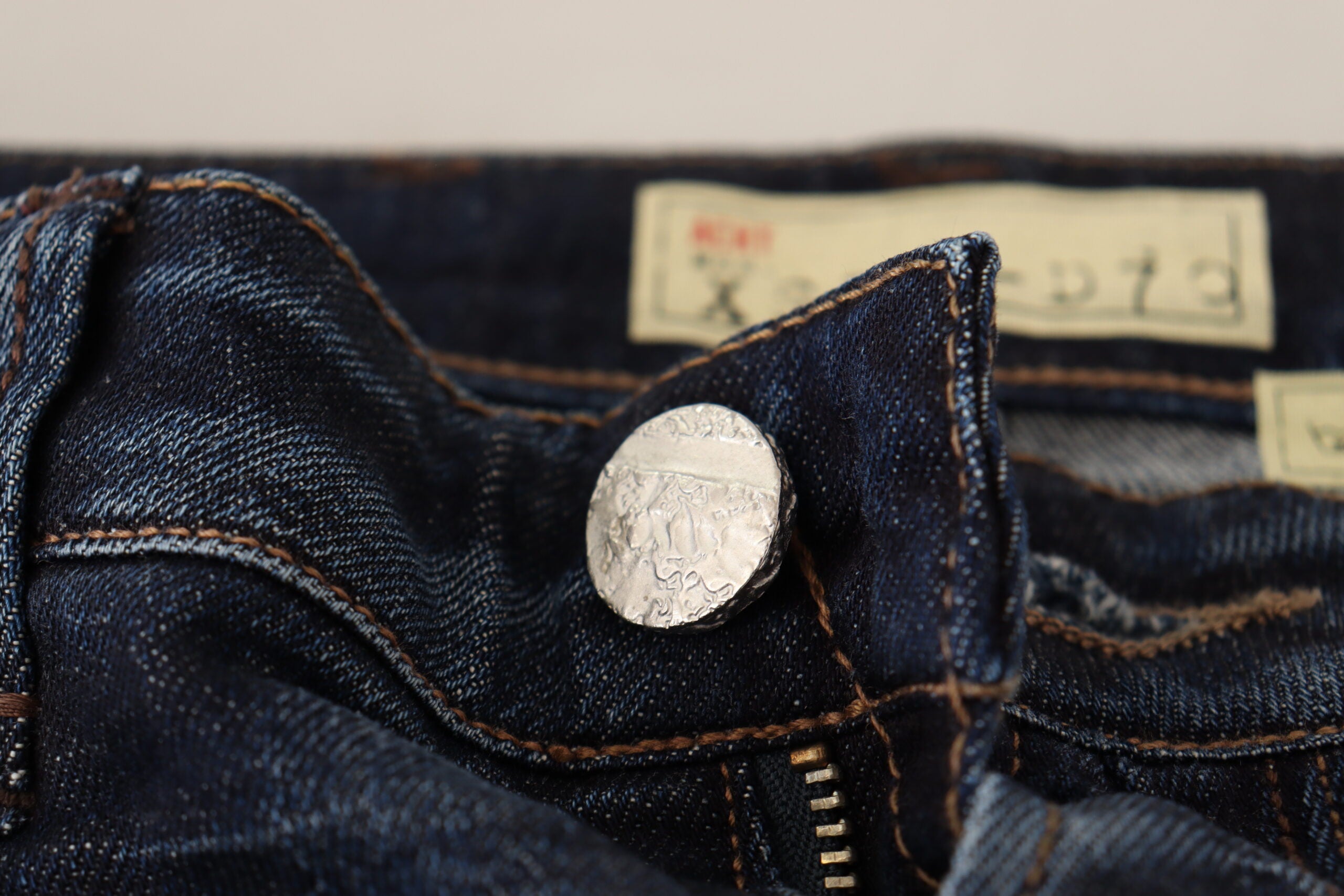 Acht Blue Washed Cotton Low Waist Skinny Denim Jeans -   -  Acht.