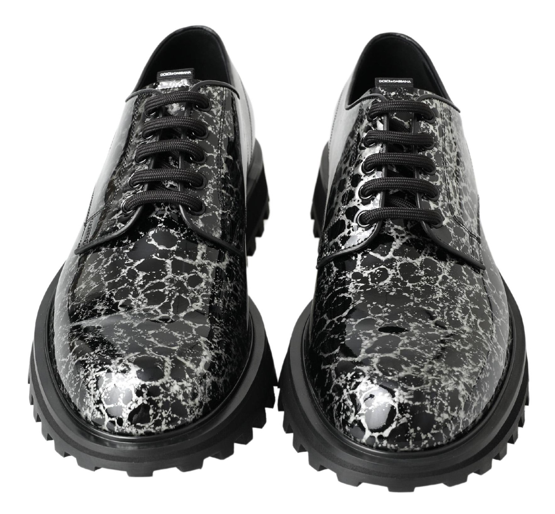 Dolce & Gabbana Black White Derby Patent Leather Shoes -   -  Dolce & Gabbana.