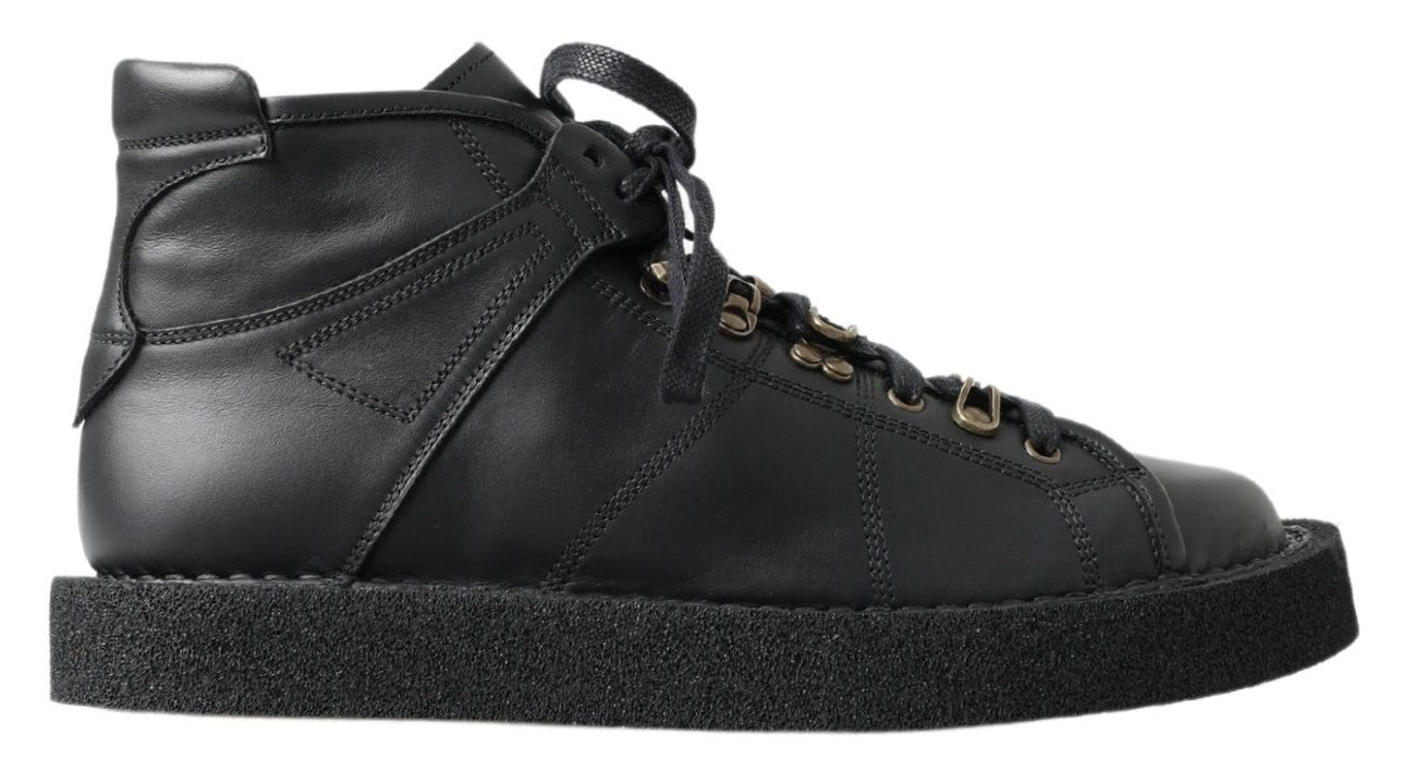 Dolce & Gabbana Black Leather Slip on Stretch Boots -   -  Dolce & Gabbana.