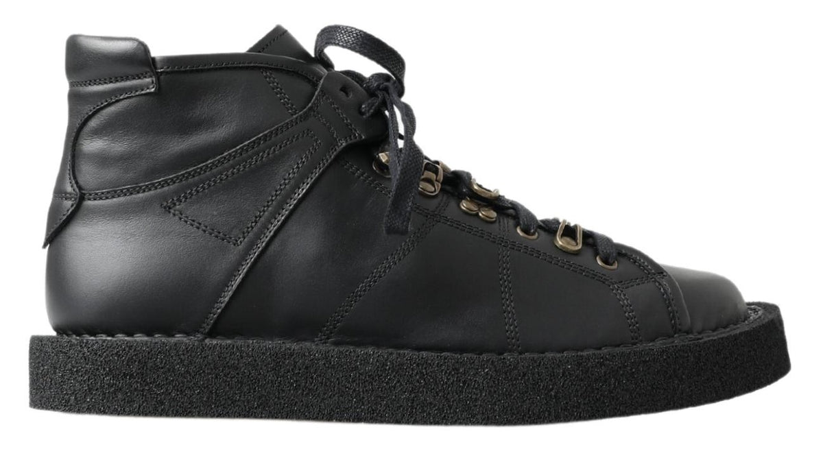 Dolce & Gabbana Black Leather Slip on Stretch Boots -   -  Dolce & Gabbana.