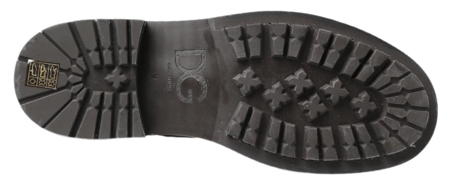 Dolce & Gabbana Black Gray Leather Mid Calf Boots Shoes -   -  Dolce & Gabbana.