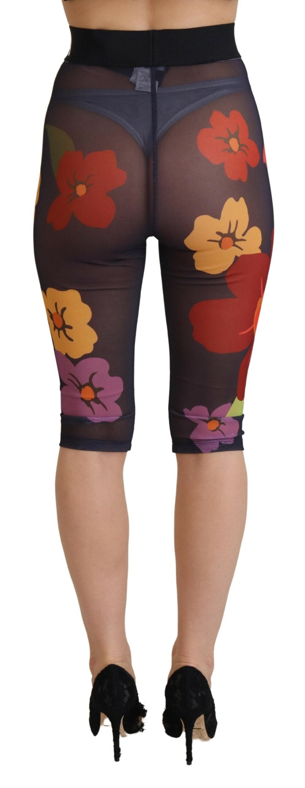 Dolce & Gabbana Black Floral Leggings Stretch Waist Pants -   -  Dolce & Gabbana.