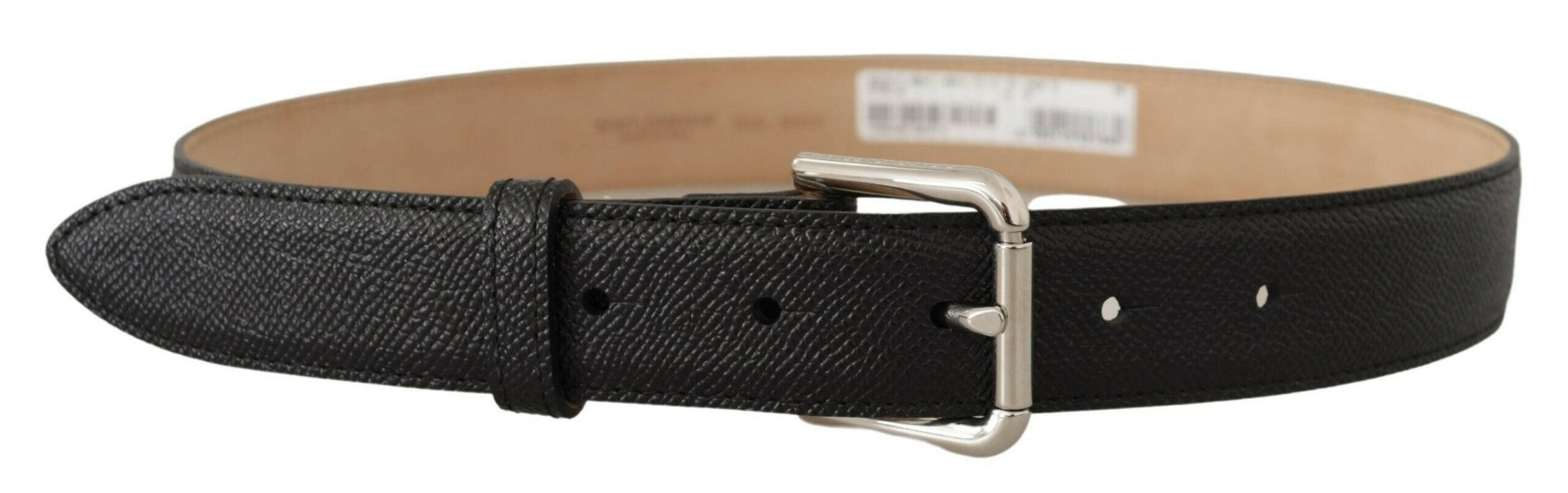 Dolce & Gabbana Black Calf Leather Brown Backend Metal Buckle Belt -   -  Dolce & Gabbana.