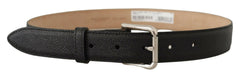 Dolce & Gabbana Black Calf Leather Brown Backend Metal Buckle Belt -   -  Dolce & Gabbana.