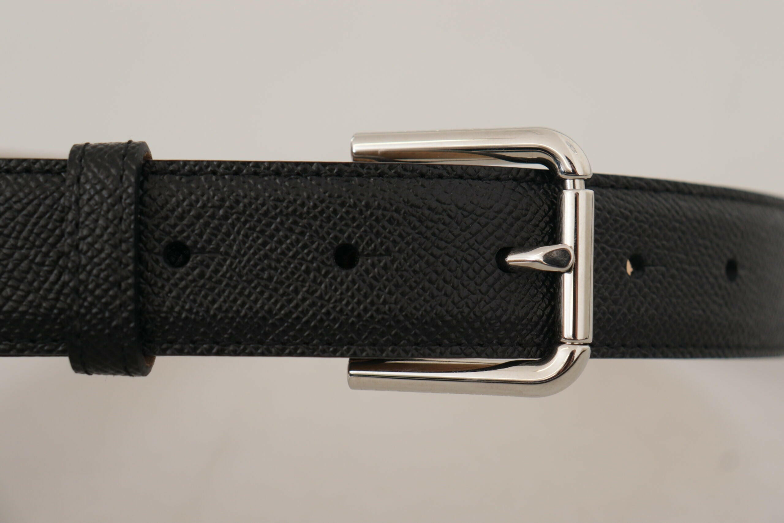 Dolce & Gabbana Black Calf Leather Brown Backend Metal Buckle Belt -   -  Dolce & Gabbana.