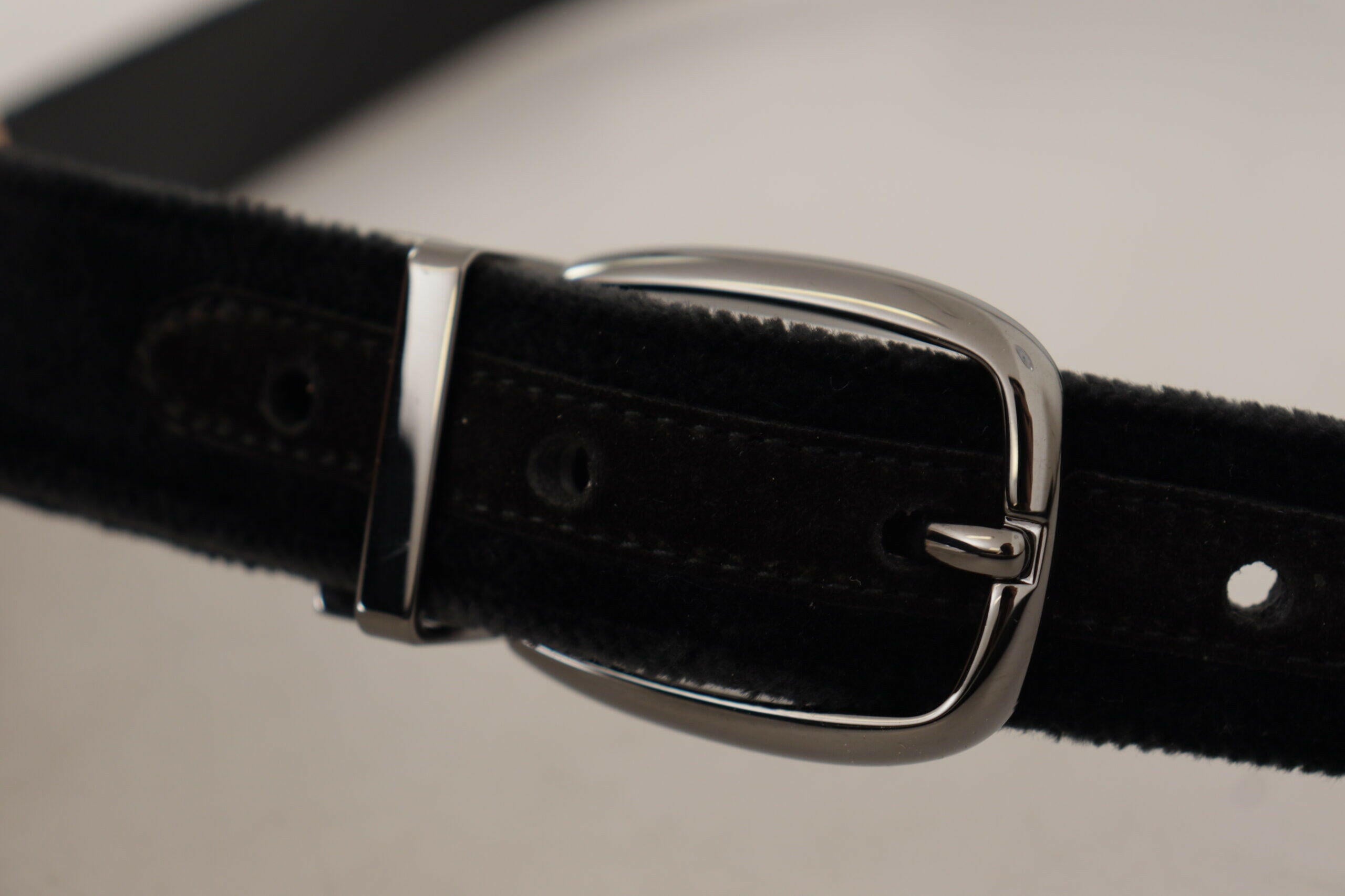 Dolce & Gabbana Black Velvet Classic Logo Engraved Metal Belt -   -  Dolce & Gabbana.