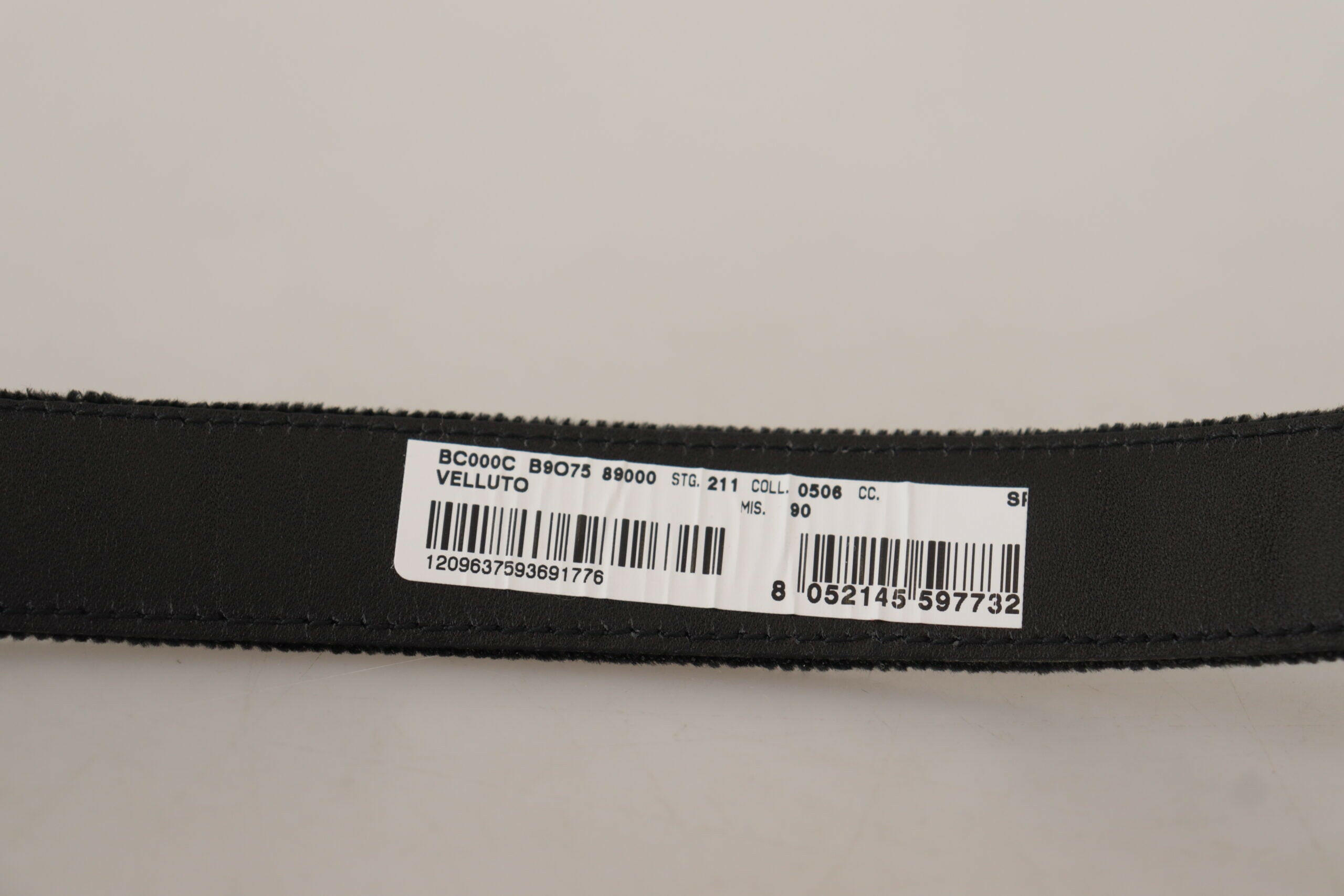 Dolce & Gabbana Black Velvet Classic Logo Engraved Metal Belt -   -  Dolce & Gabbana.