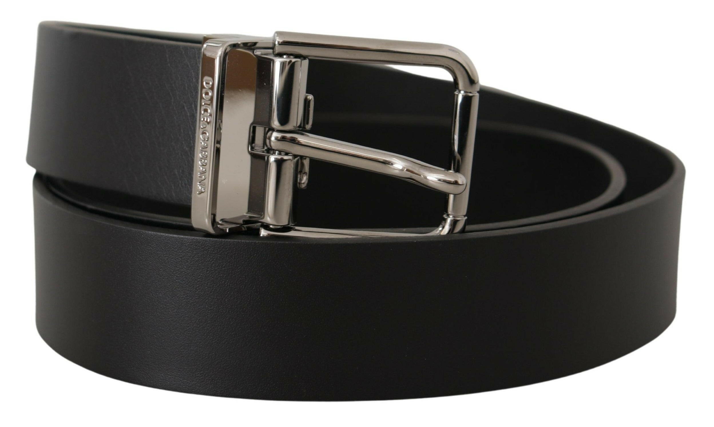 Dolce & Gabbana Black Casual Calf Leather Logo Metal Buckle Belt -   -  Dolce & Gabbana.