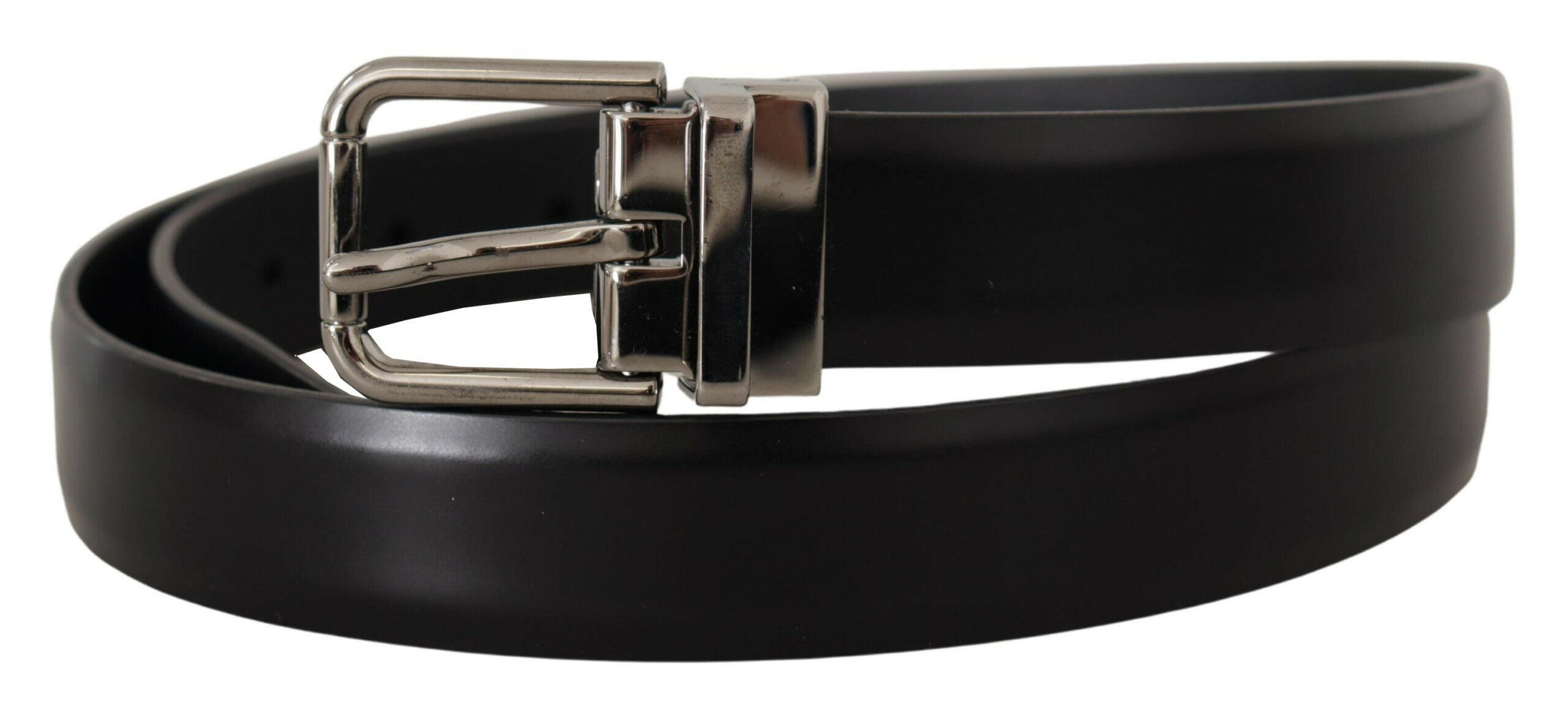 Dolce & Gabbana Black Calf Leather Metal Logo Buckle Belt -   -  Dolce & Gabbana.