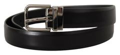 Dolce & Gabbana Black Calf Leather Metal Logo Buckle Belt -   -  Dolce & Gabbana.